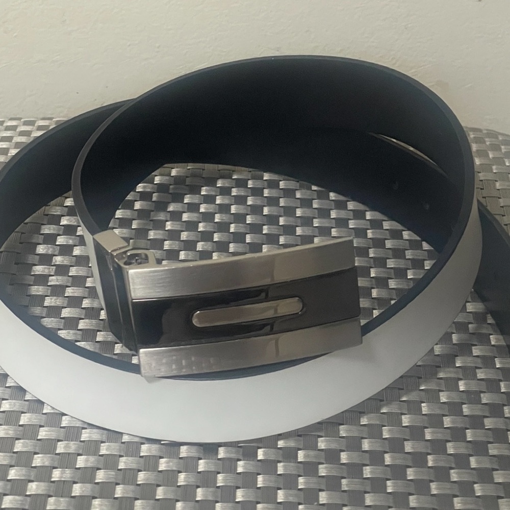Designer White Leather Belt